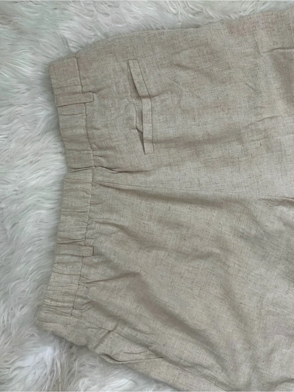 Beige High Rise Wide Leg Cotton Blend Casual Shorts - Picture 5 of 5